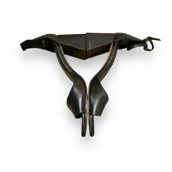 Aldo Safdie Leather Ankle Strap Block Open‎ Square Toe Heels Sz 7 FLAWED - Picture 4 of 11